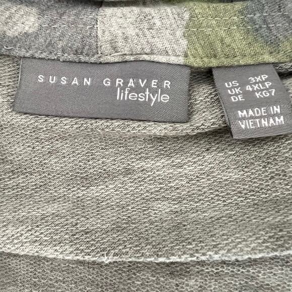 Susan Graver Lifestyle Womens Open Front Cardigan Size 3XP Gray Camo Jersey Knit - Picture 5 of 6